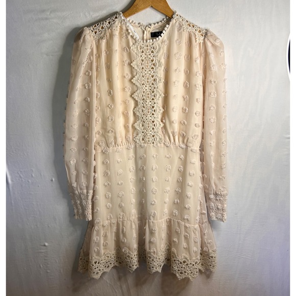 Lulus Dresses & Skirts - Lulus Lust or Love Dress Size‎ M Cream Embroidered Crochet Lace Sheer Mini Boho